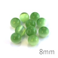 Perle oeil de chat 8mm vert chrysolite x10
