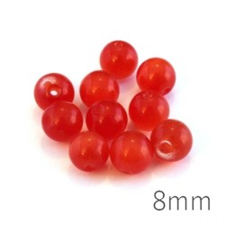 Perle oeil de chat 8mm orange foncé x10