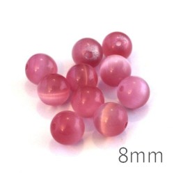 Perle oeil de chat 8mm rose  x10