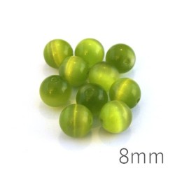 Perle oeil de chat 8mm vert pomme x10