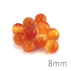 Perle oeil de chat 8mm tangerine x10