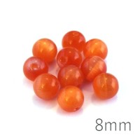 Perle oeil de chat 8mm orange x10