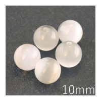 Perle oeil de chat 10mm blanc x5