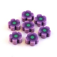 Perles fimo fleurs violet x10