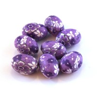 Perle fimo ovale prune x10