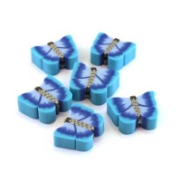 Perles fimo papillon bleu x10