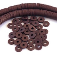 Perles rondelles Heishi en fimo marron