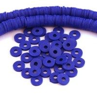Perles rondelles Heishi en fimo bleu foncé