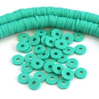 Perles rondelles Heishi en fimo vert menthe