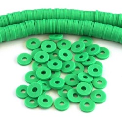 Perles rondelles Heishi en fimo vert