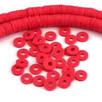 Perles rondelles Heishi en fimo rouge