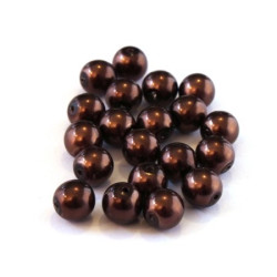 Perles verre nacrées 6mm marron chocolat