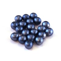 Perles nacrées givrées 6mm bleu jean