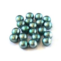 Perles nacrées givrées 6mm bleu canard