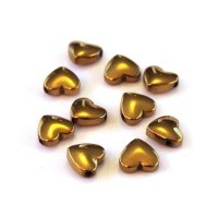 Perles hématite coeur doré 6mm