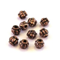 Perle métal striée 4mm cuivre