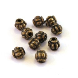 Perle métal striée 4mm bronze