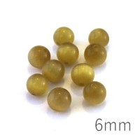 Perle oeil de chat 6mm kaki x10
