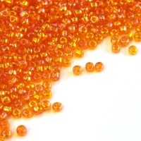 Perles de rocailles 2mm orange irisé