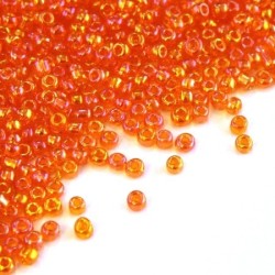 Perles de rocailles 2mm orange foncé irisé