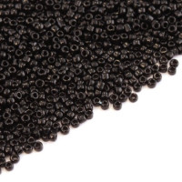 Perles mini rocailles noir irisé 1,5mm