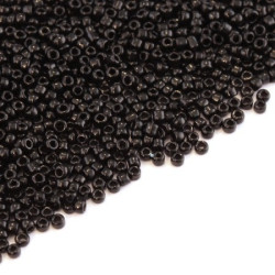 Perles mini rocailles noir irisé 1,5mm