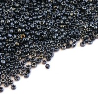 Perles mini rocailles gris anthracite lustré 1,5mm