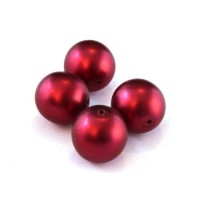 Perles nacrées givrées 14mm rouge
