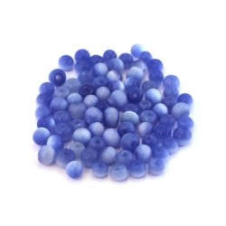 Perles verre oeil de chat artisanales 4mm bleu clair