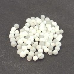 Perles verre oeil de chat artisanales 4mm blanc