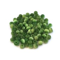 Perles verre oeil de chat artisanales 4mm vert foncé