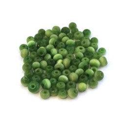 Perles verre oeil de chat artisanales 4mm vert foncé