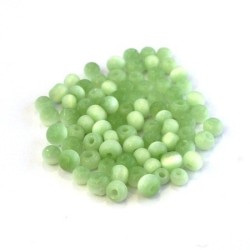 Perles verre oeil de chat artisanales 4mm vert clair
