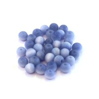 Perles verre oeil de chat artisanales 6mm bleuet