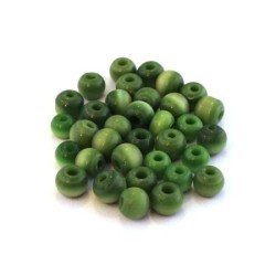 Perles verre oeil de chat artisanales 6mm vert foncé