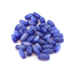 Perles artisanales olives oeil de chat 9mm bleu