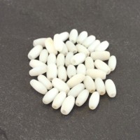 Perles artisanales olives oeil de chat 9mm blanc