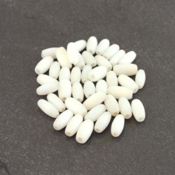 Perles artisanales olives oeil de chat 9mm blanc