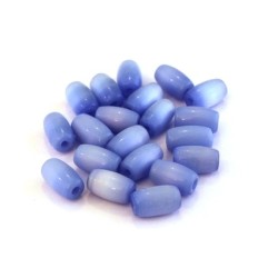 Perles artisanales olives oeil de chat 10mm bleu clair