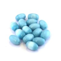 Perles artisanales olives oeil de chat 12mm turquoise