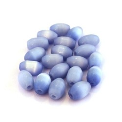 Perles artisanales olives oeil de chat 11mm bleuet