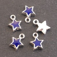 Breloques émaillées étoile bleu foncé x5