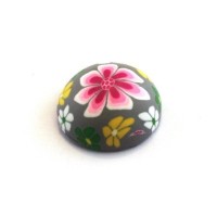Cabochon fimo 20mm gris