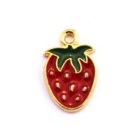 Breloque émaillée fraise 18mm