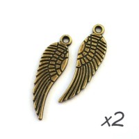 Breloque aile bronze 30mm x2
