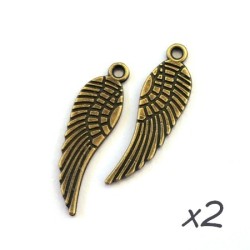 Breloque aile bronze 30mm x2