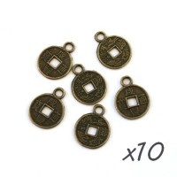 Breloque pièce chinoise bronze 12mm x10