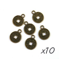 Breloque pièce chinoise bronze 12mm x10