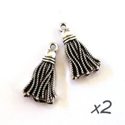 Breloque pompon argent vieilli 20mm x2
