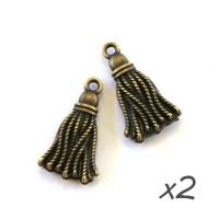 Breloque pompon bronze 20mm x2